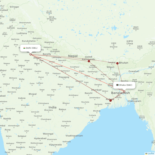 Air India flights between Delhi and Dhaka