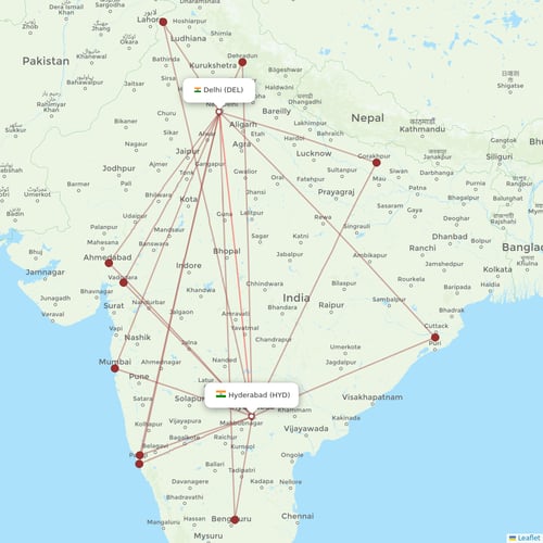 IndiGo flights between Delhi and Hyderabad