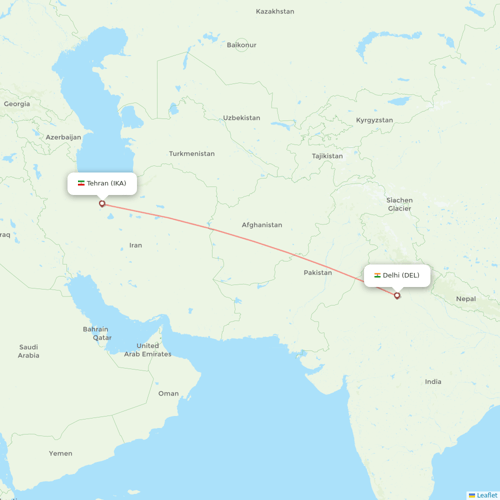 Mahan Air flights between Delhi and Tehran