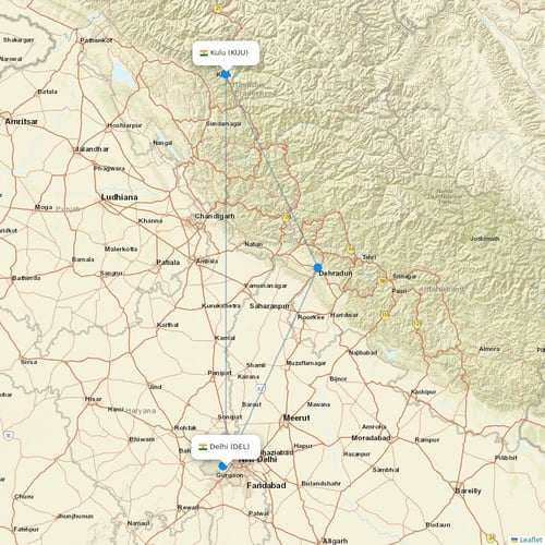 Air India flights between Delhi and Kulu