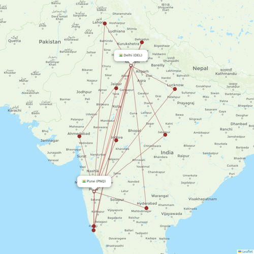 Air India flights between Delhi and Pune