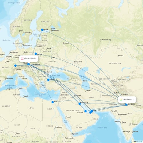 Air India flights between Delhi and Vienna