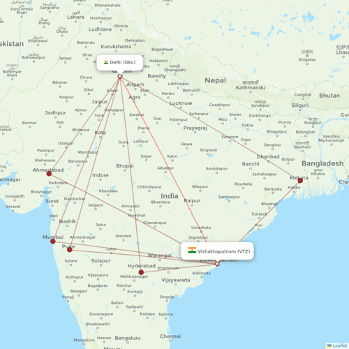 Air India flights between Delhi and Vishakhapatnam