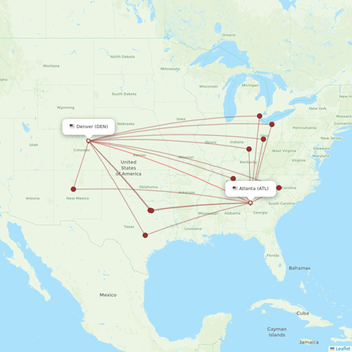 Delta Air Lines flights between Denver and Atlanta
