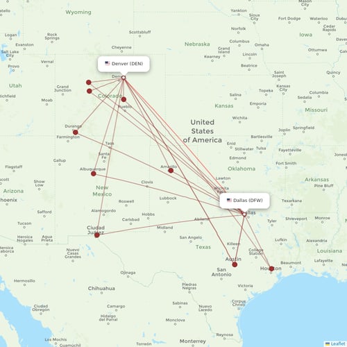Frontier Airlines flights between Denver and Dallas