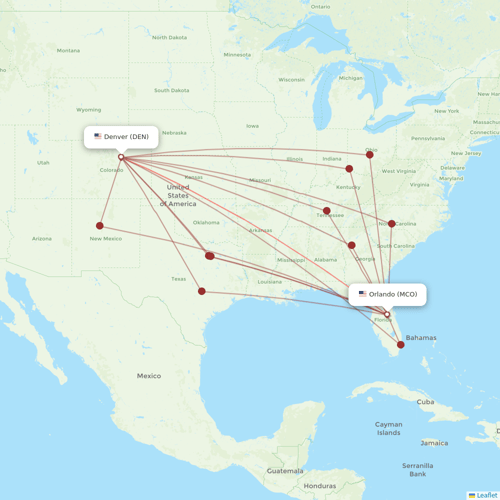Frontier Airlines flights between Denver and Orlando
