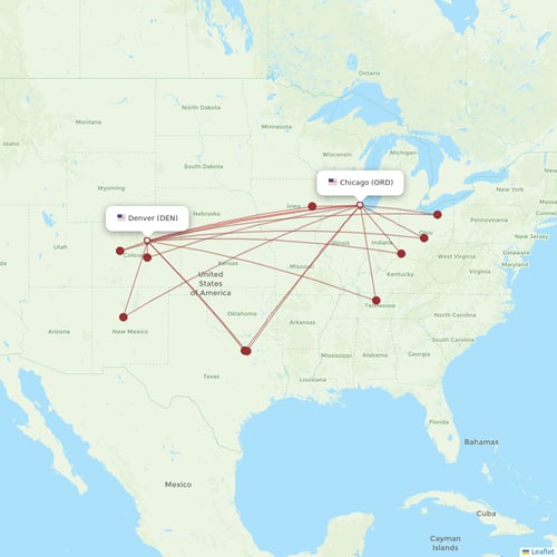 United Airlines flights between Denver and Chicago