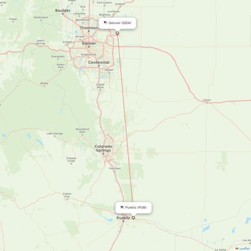 Southern Airways Express flights between Denver and Pueblo