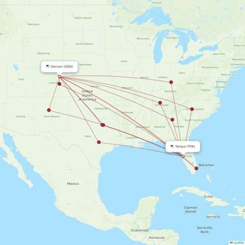 Frontier Airlines flights between Denver and Tampa