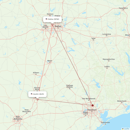 American Airlines flights between Dallas and Austin