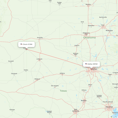 Key Lime Air flights between Dallas and Clovis