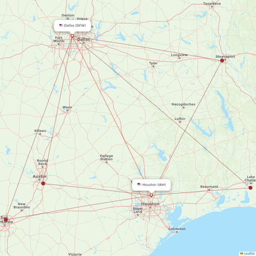 American Airlines flights between Dallas and Houston