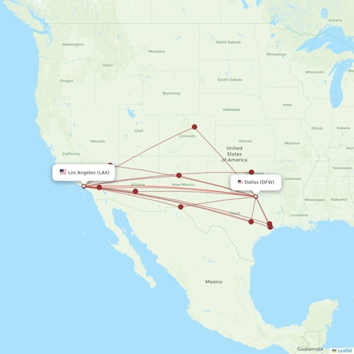American Airlines flights between Dallas and Los Angeles