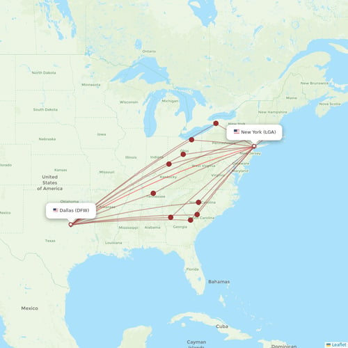 American Airlines flights between Dallas and New York