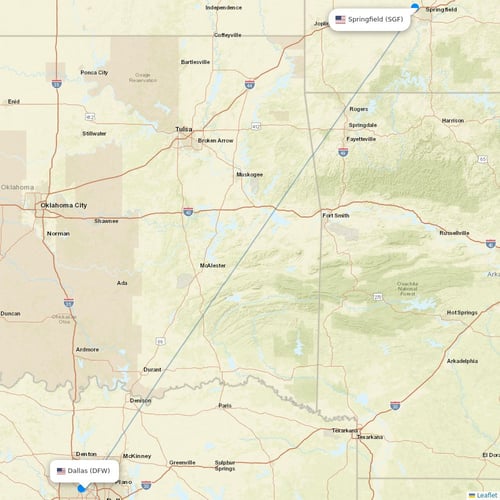 American Airlines flights between Dallas and Springfield