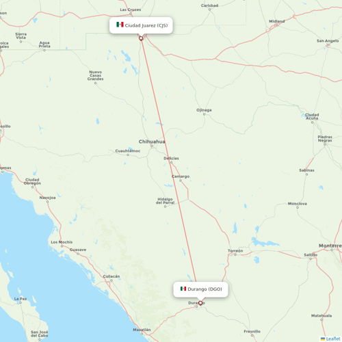 TAR Aerolineas flights between Durango and Ciudad Juarez