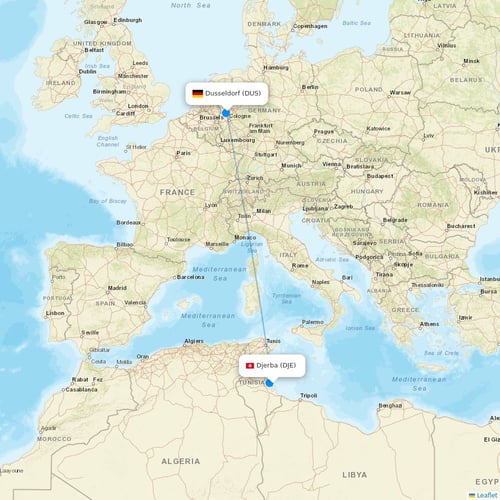 Nouvelair Tunisie flights between Djerba and Dusseldorf