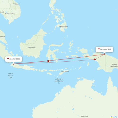 Garuda Indonesia flights between Jayapura and Jakarta