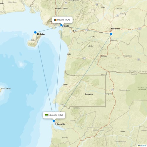 RwandAir flights between Douala and Libreville
