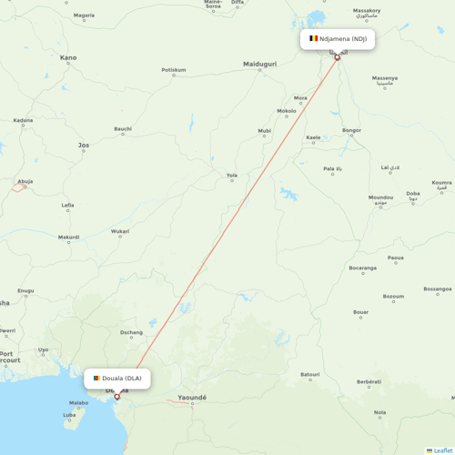 Camair-Co flights between Douala and Ndjamena