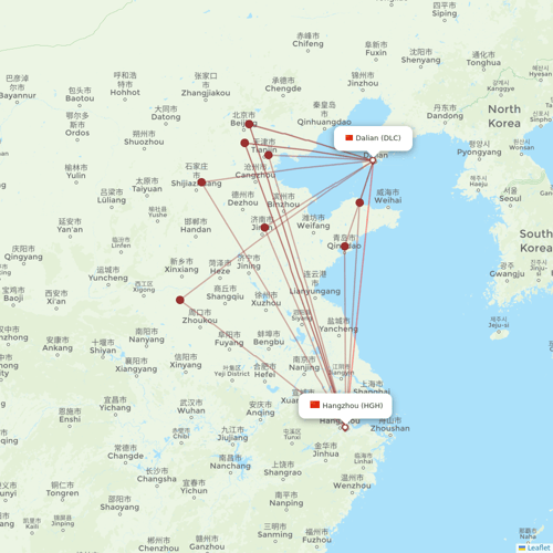 Loong Air flights between Dalian and Hangzhou