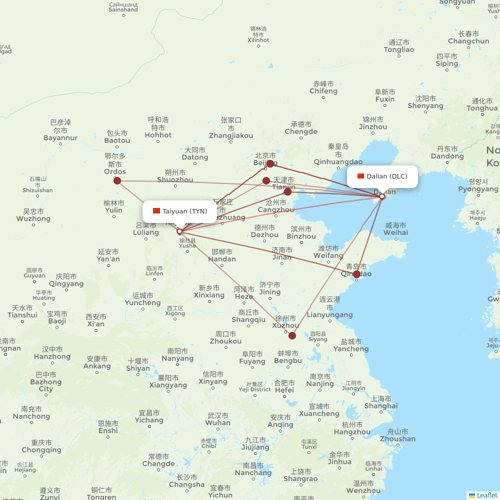 Kunming Airlines flights between Dalian and Taiyuan