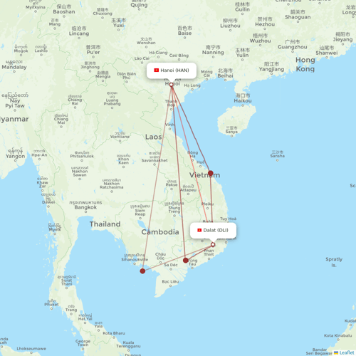 Vietnam Airlines flights between Dalat and Hanoi