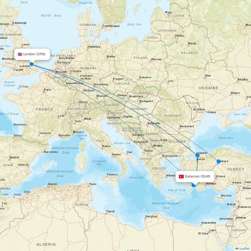 Jet2 flights between Dalaman and London