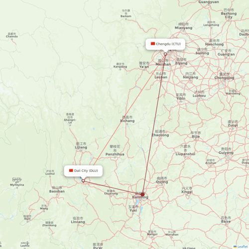 Tibet Airlines flights between Dali City and Chengdu