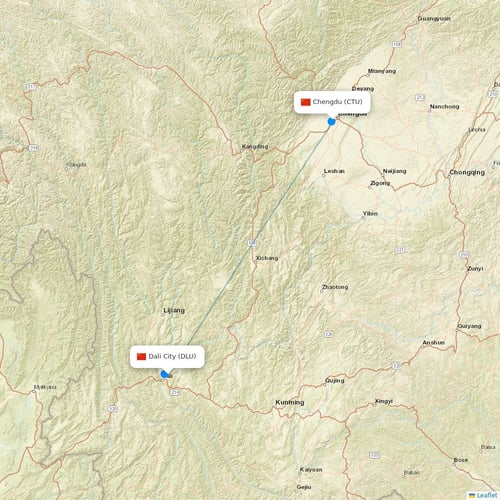 Tibet Airlines flights between Dali City and Chengdu