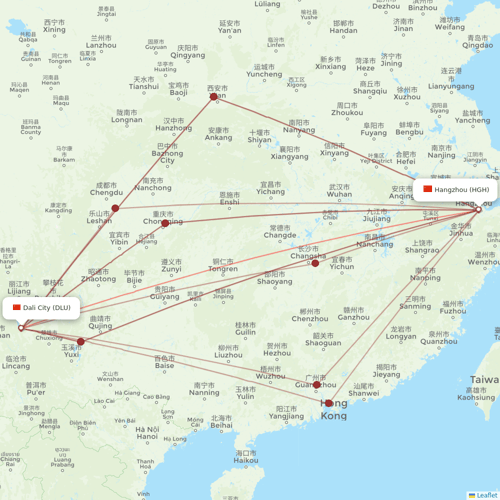 Tibet Airlines flights between Dali City and Hangzhou