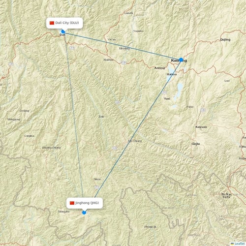 Lucky Air flights between Dali City and Jinghong