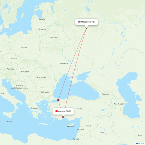 Pegasus flights between Moscow and Antalya