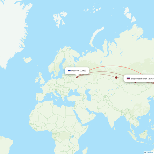 Ural Airlines flights between Moscow and Blagoveschensk