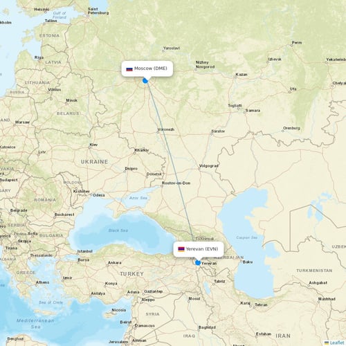 Ural Airlines flights between Moscow and Yerevan