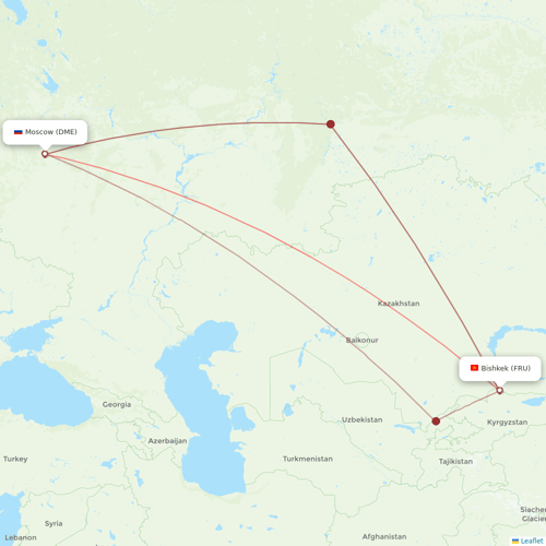 Ural Airlines flights between Moscow and Bishkek