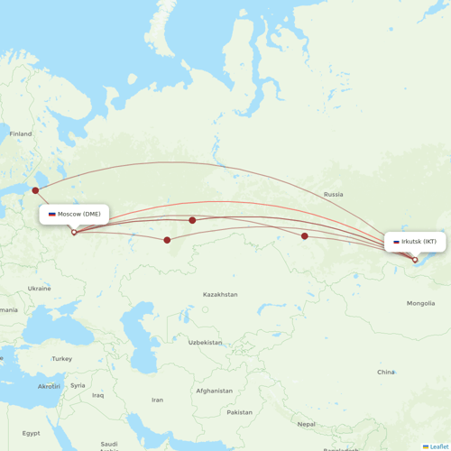 S7 Airlines flights between Moscow and Irkutsk