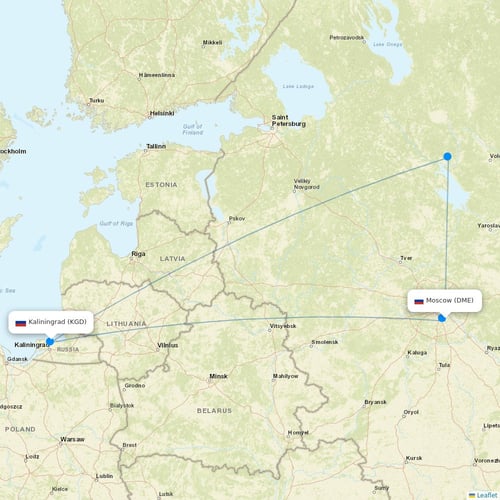 Ural Airlines flights between Moscow and Kaliningrad
