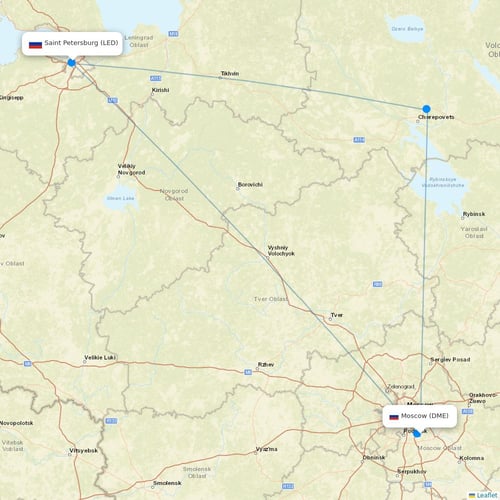 S7 Airlines flights between Moscow and Saint Petersburg