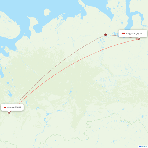 Yamal Airlines flights between Moscow and Novyj Urengoj