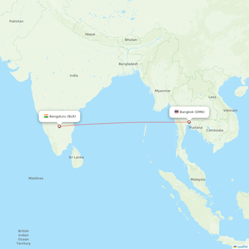 Thai Lion Air flights between Bangkok and Bengaluru