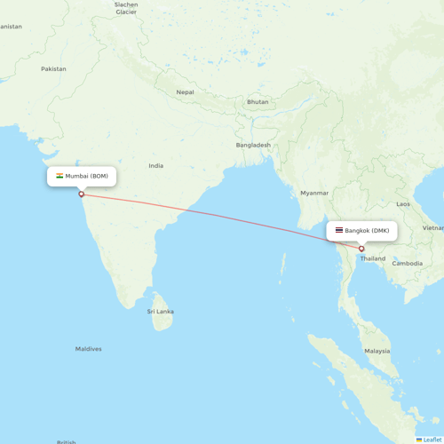 Thai Lion Air flights between Bangkok and Mumbai