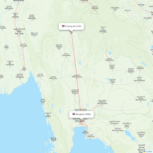Thai Lion Air flights between Bangkok and Chiang Rai