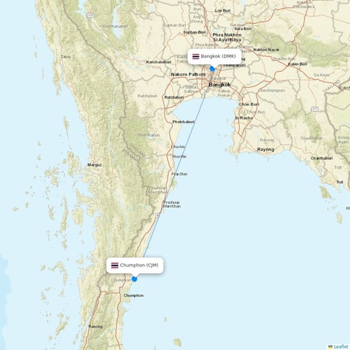 Nok Air flights between Bangkok and Chumphon