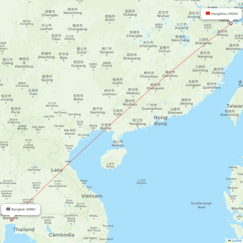 Thai Lion Air flights between Bangkok and Hangzhou