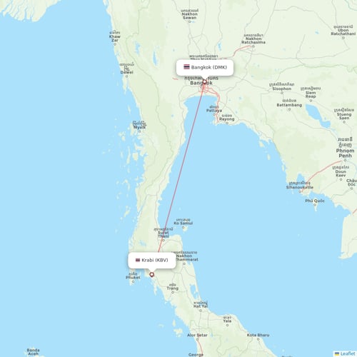 Thai Lion Air flights between Bangkok and Krabi