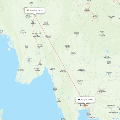 Myanmar Airways International flights between Bangkok and Mandalay
