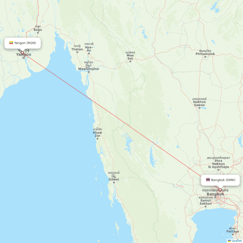 Myanmar Airways International flights between Bangkok and Yangon