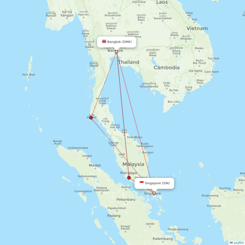 Thai Lion Air flights between Bangkok and Singapore