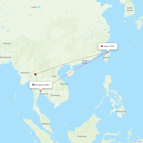 Thai Lion Air flights between Bangkok and Taipei